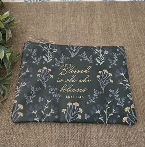 Eccolo Luxe Navy and Gold Floral Pouch